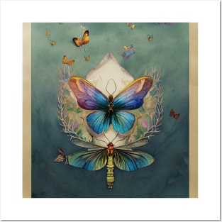 Botanical Watercolor Butterfly Posters and Art